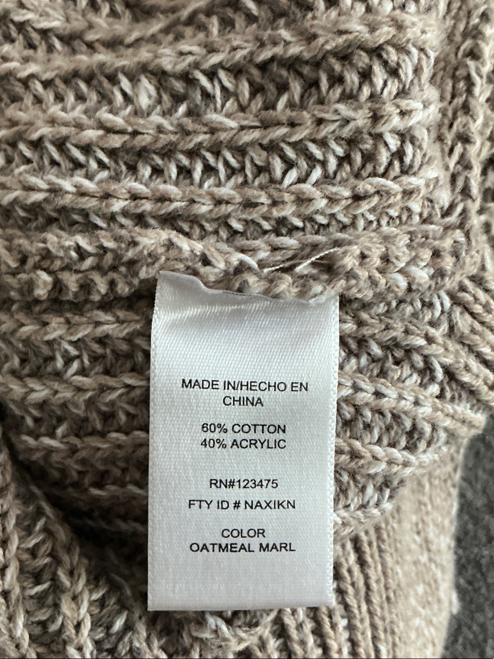 Ellen Tracy Marled Crewneck Sweater, Oatmeal Marl, Size Large - Picture 15 of 16
